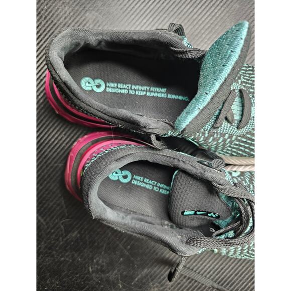 Nike Running Shoes React Infinity DD3024-003 Womens Size 10 Black/Turquoise/Pink - Picture 6 of 9